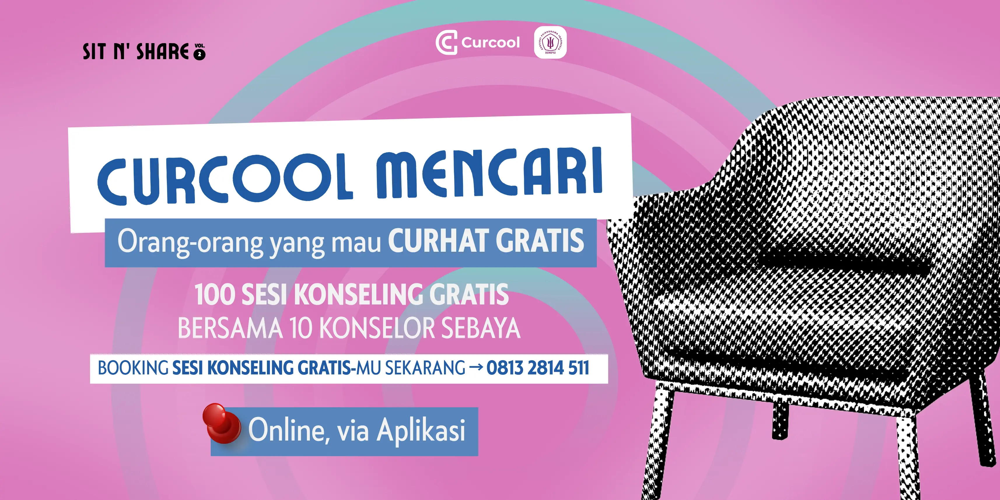 Curcool Sit n' Share Vol.2: 10 Hari, 100 Ruang Konseling GRATIS!